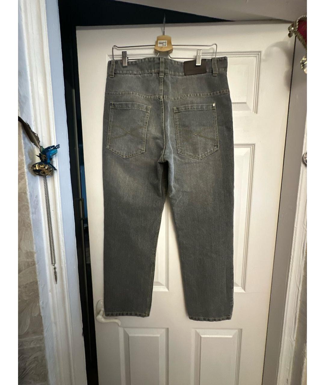 BRUNELLO CUCINELLI Серые хлопковые прямые джинсы, фото 2