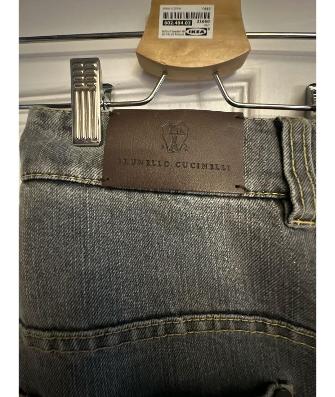 BRUNELLO CUCINELLI Серые хлопковые прямые джинсы, фото 5