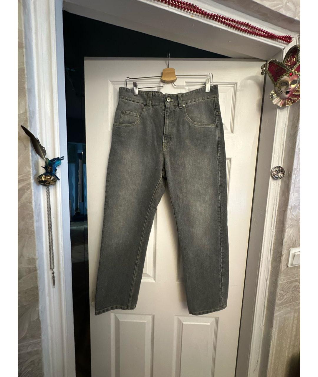 BRUNELLO CUCINELLI Серые хлопковые прямые джинсы, фото 9