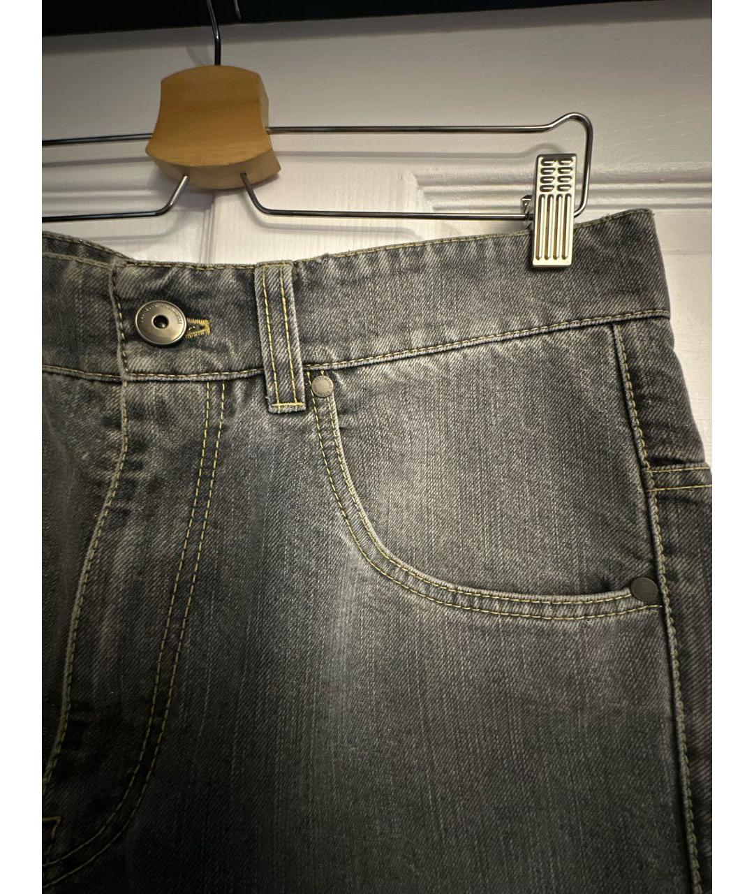 BRUNELLO CUCINELLI Серые хлопковые прямые джинсы, фото 4