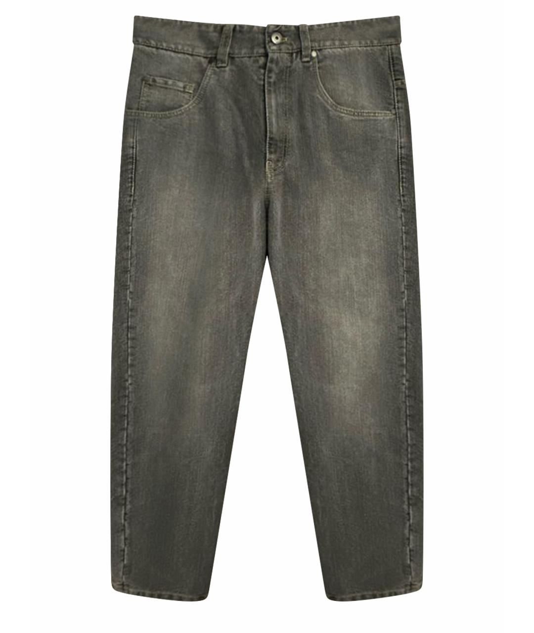 BRUNELLO CUCINELLI Серые хлопковые прямые джинсы, фото 1