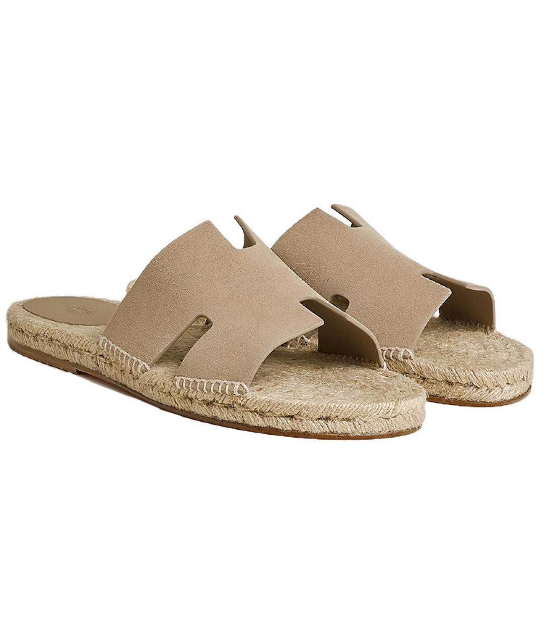 HERMES Бежевые шлепанцы, фото 3