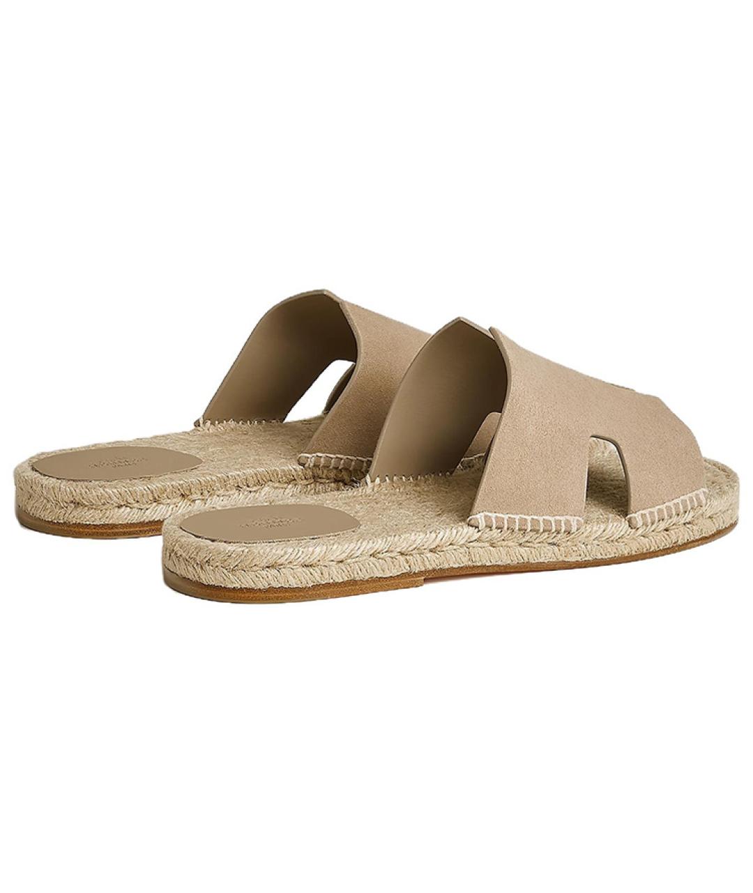 HERMES Бежевые шлепанцы, фото 4