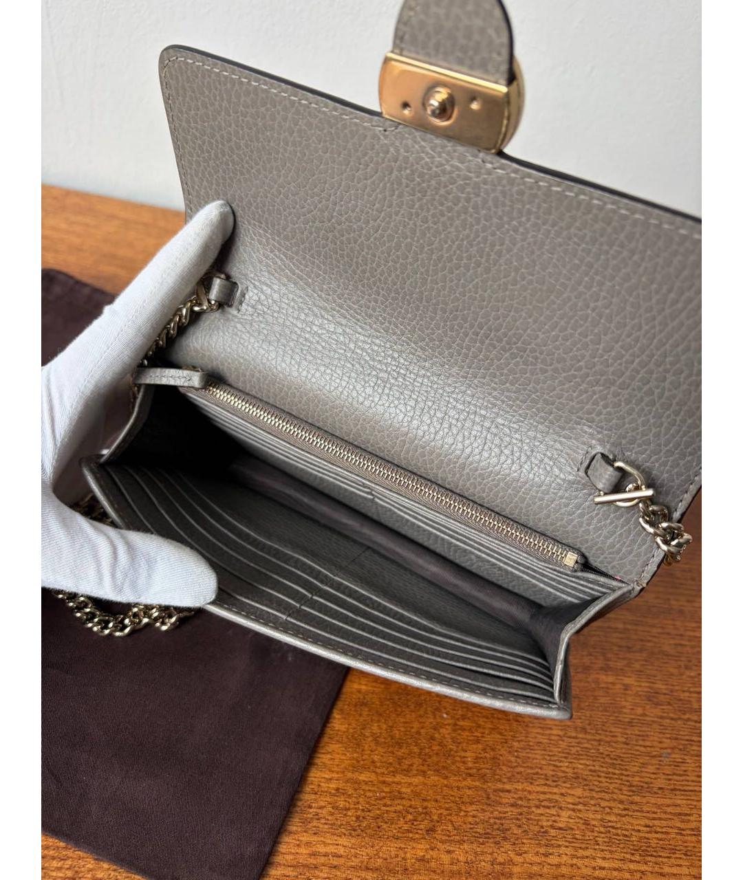 GUCCI Серая кожаная сумка через плечо, фото 7