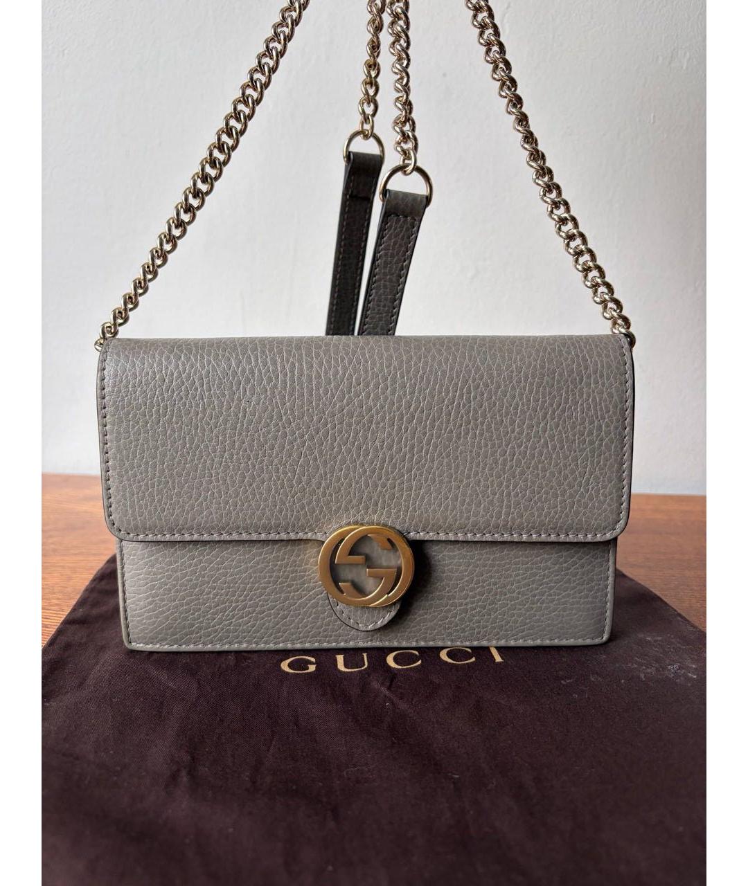 GUCCI Серая кожаная сумка через плечо, фото 3