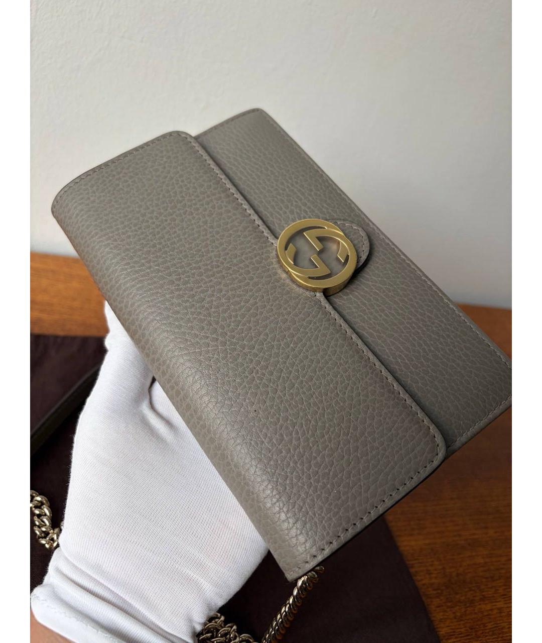 GUCCI Серая кожаная сумка через плечо, фото 4