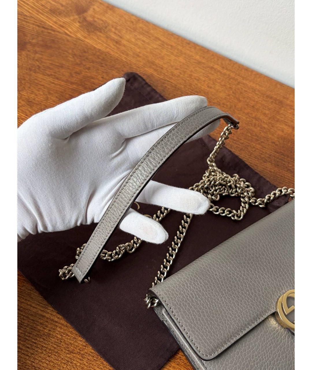 GUCCI Серая кожаная сумка через плечо, фото 6