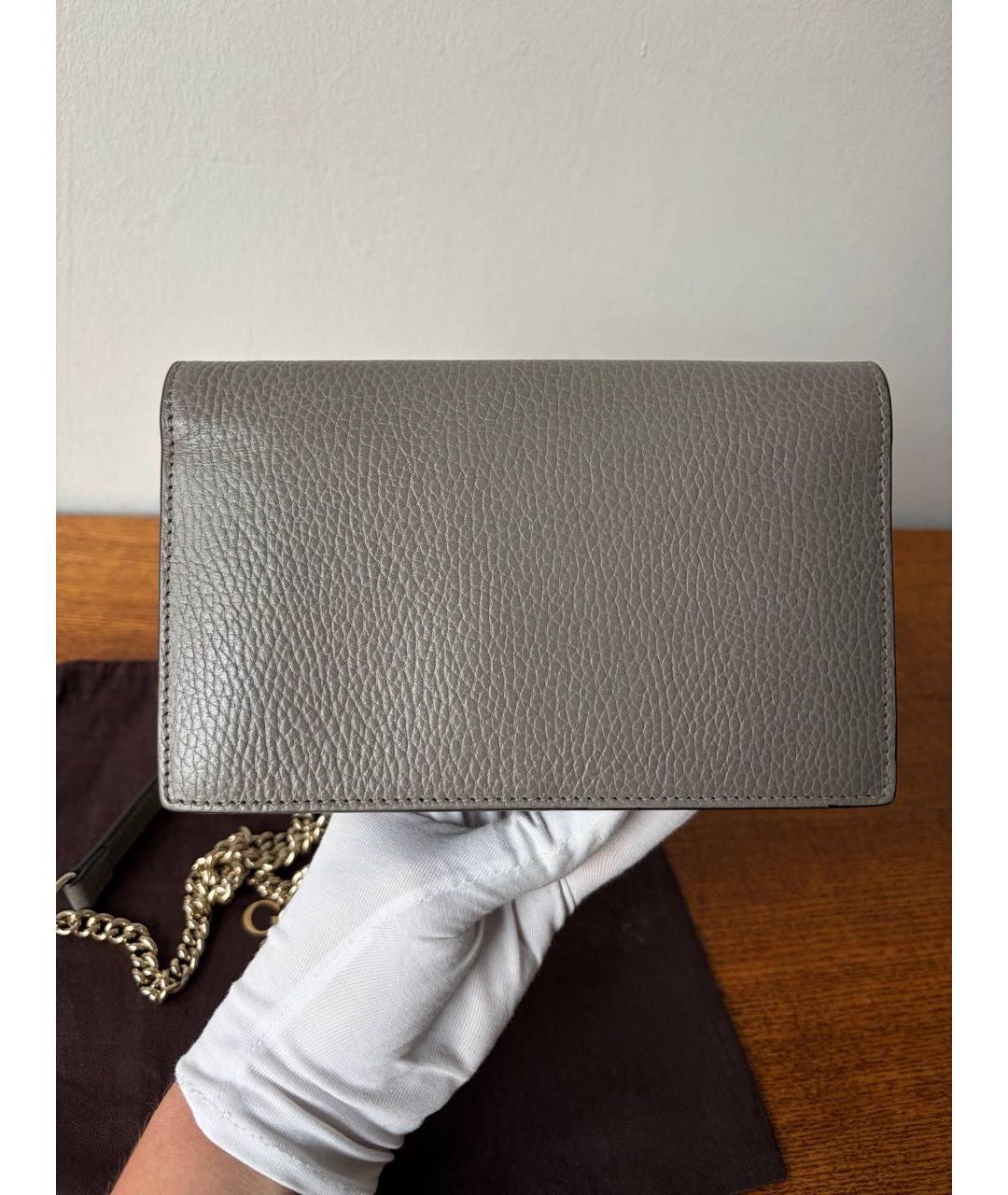GUCCI Серая кожаная сумка через плечо, фото 5