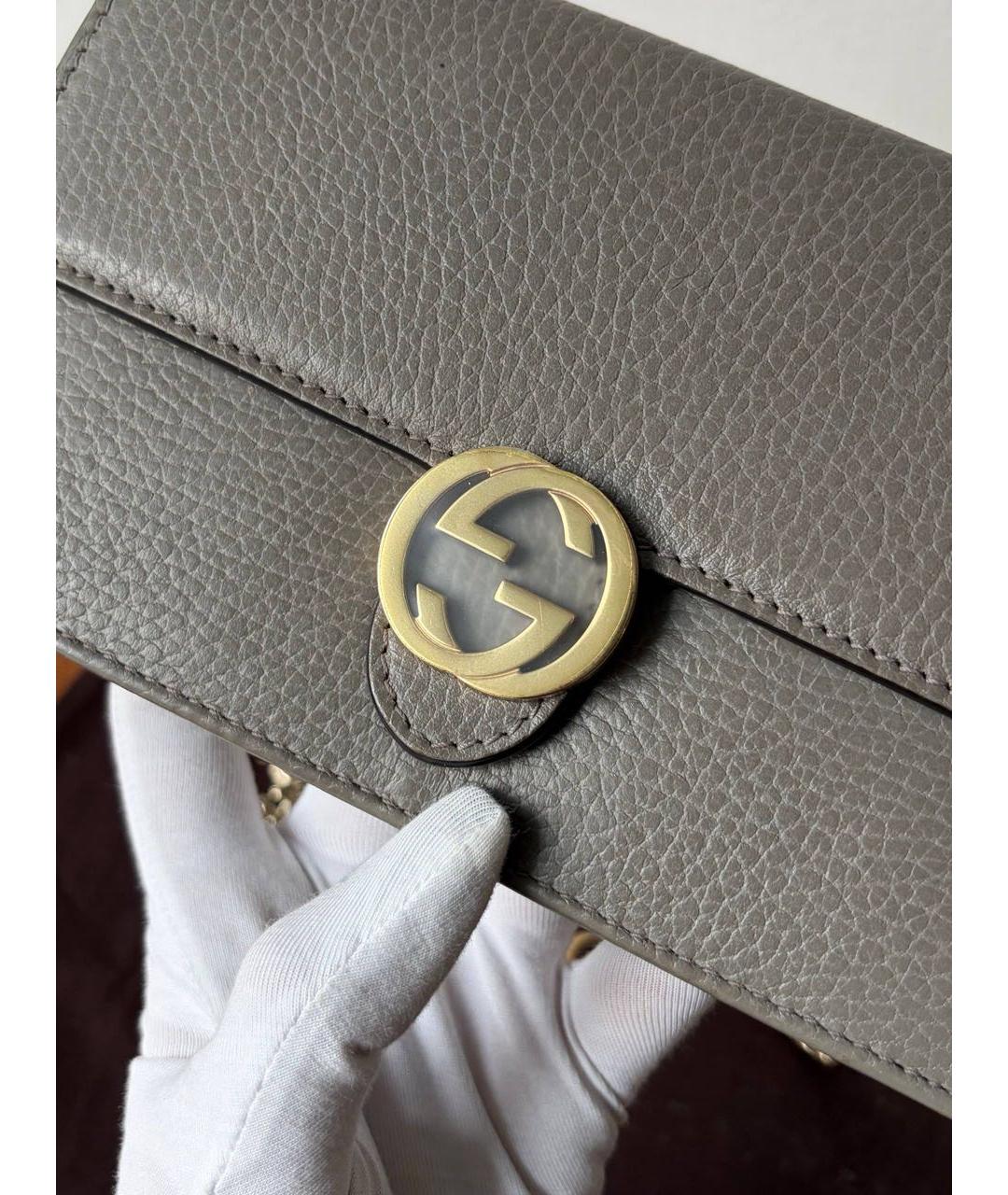 GUCCI Серая кожаная сумка через плечо, фото 8