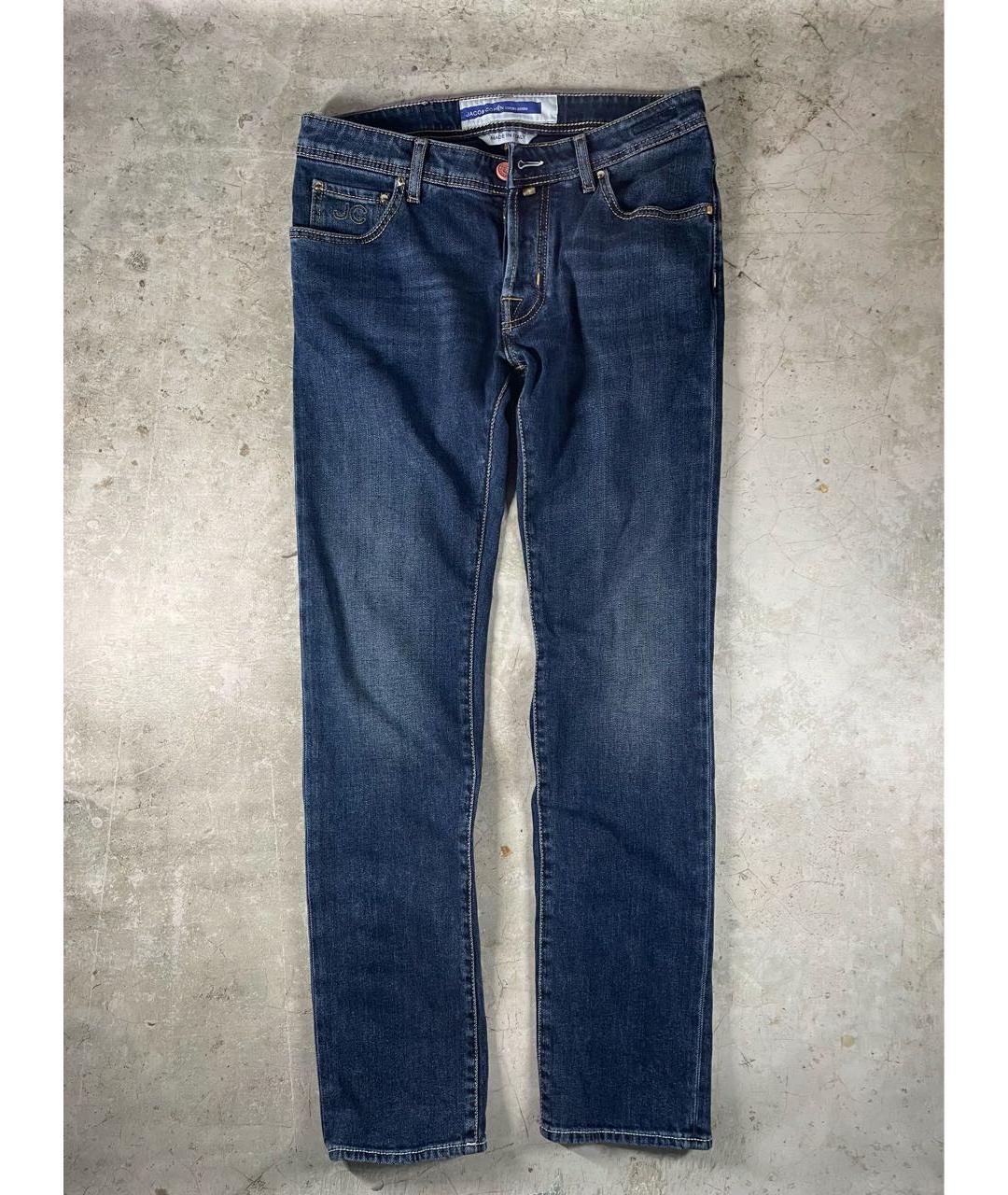 JACOB COHEN Темно-синие хлопковые прямые джинсы, фото 9
