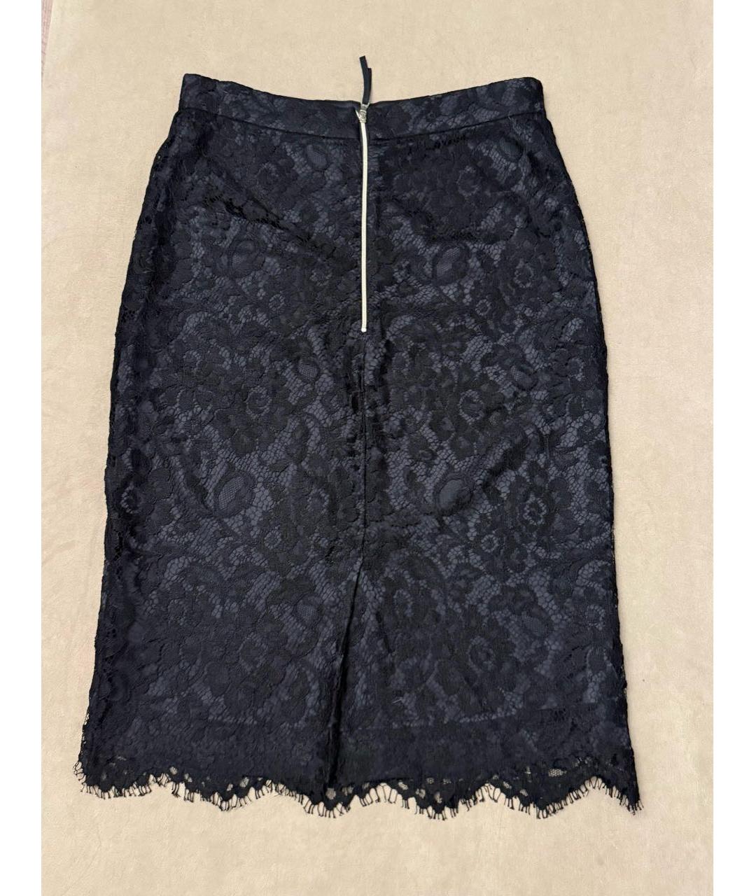 DOLCE&GABBANA Черная кружевная юбка миди, фото 3