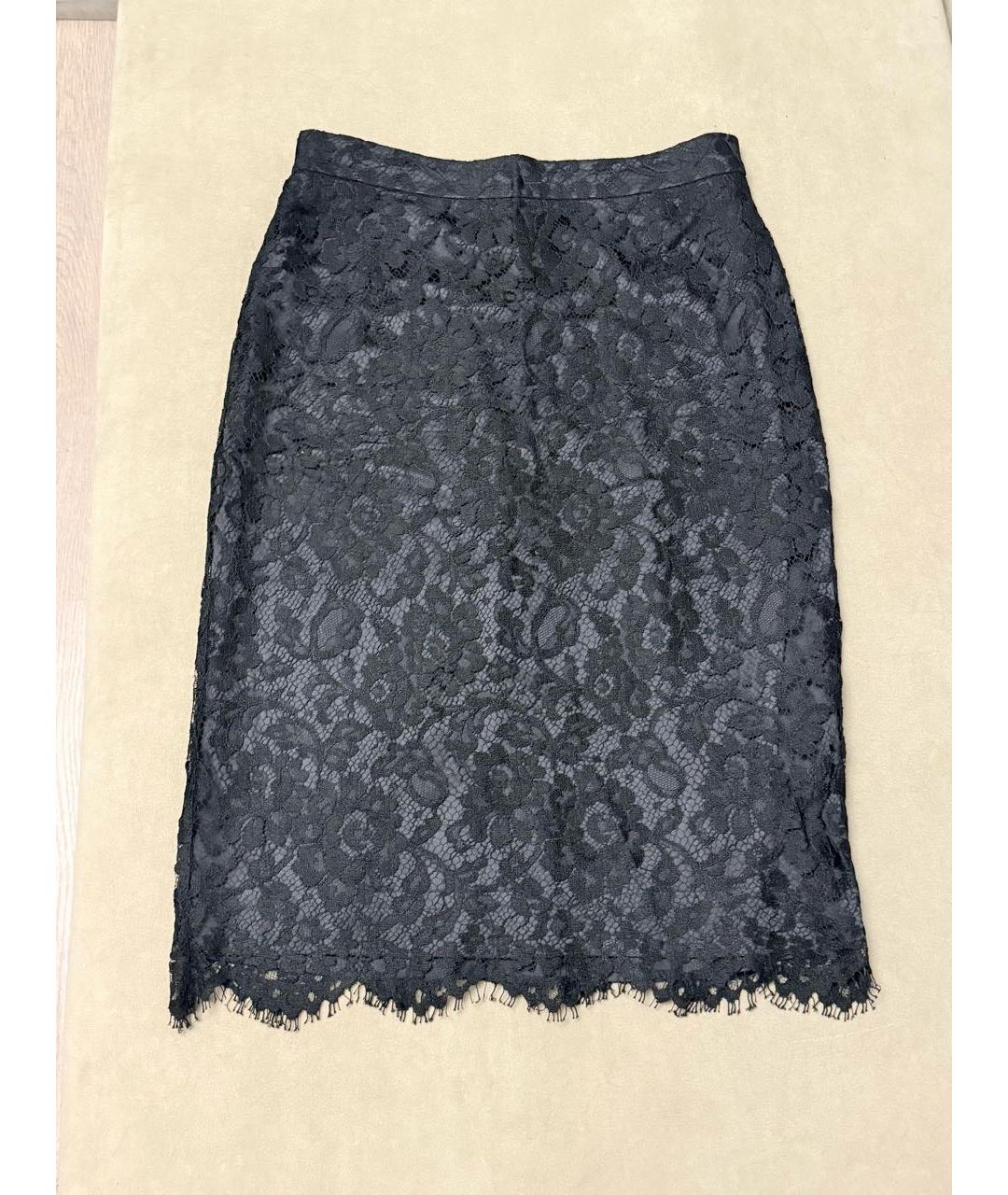 DOLCE&GABBANA Черная кружевная юбка миди, фото 7