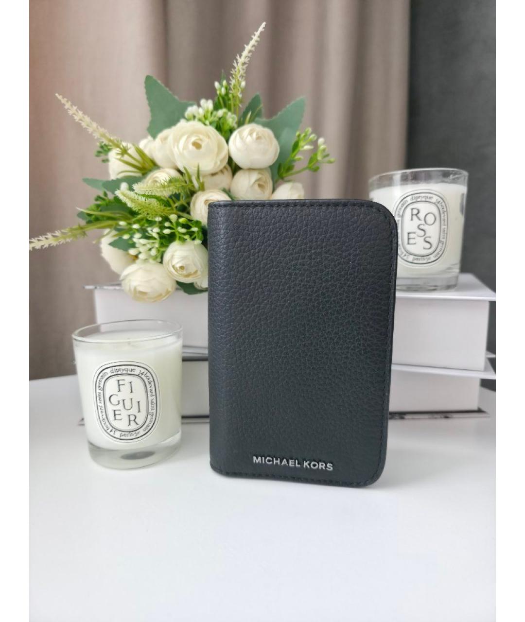 MICHAEL KORS Черный кожаный кошелек, фото 3
