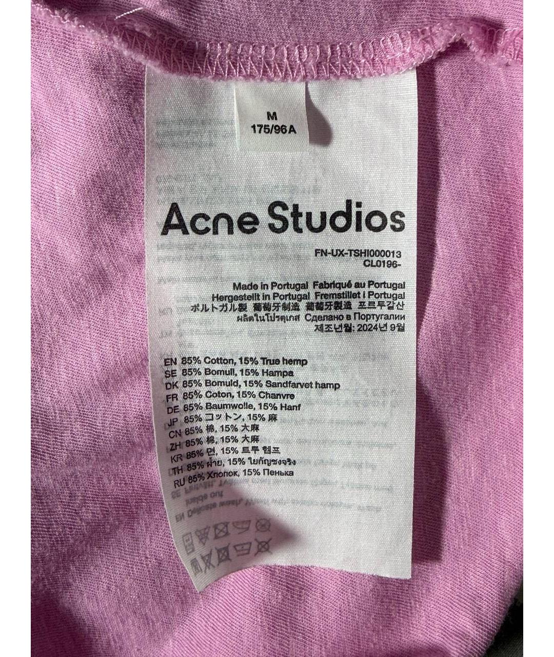 ACNE STUDIOS Розовая хлопковая футболка, фото 6