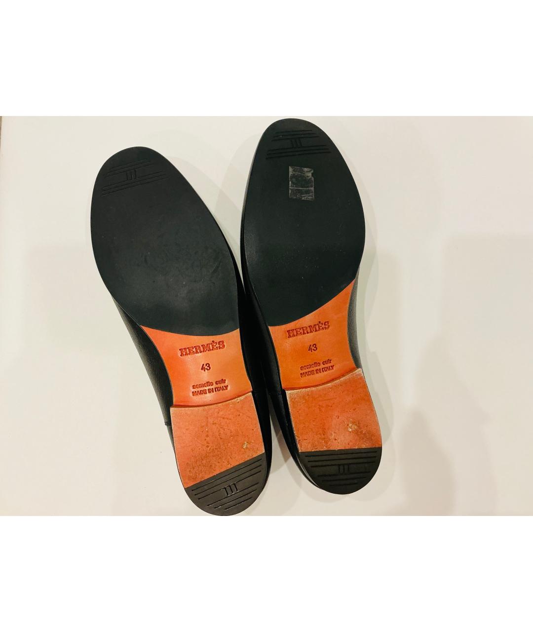 HERMES Черные кожаные туфли, фото 5