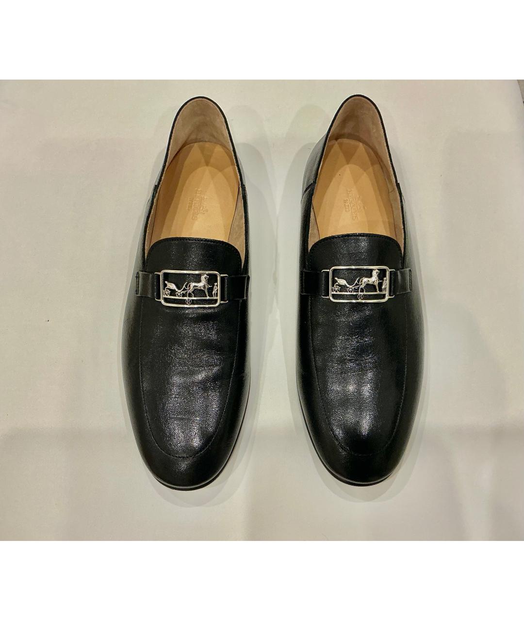 HERMES Черные кожаные туфли, фото 2