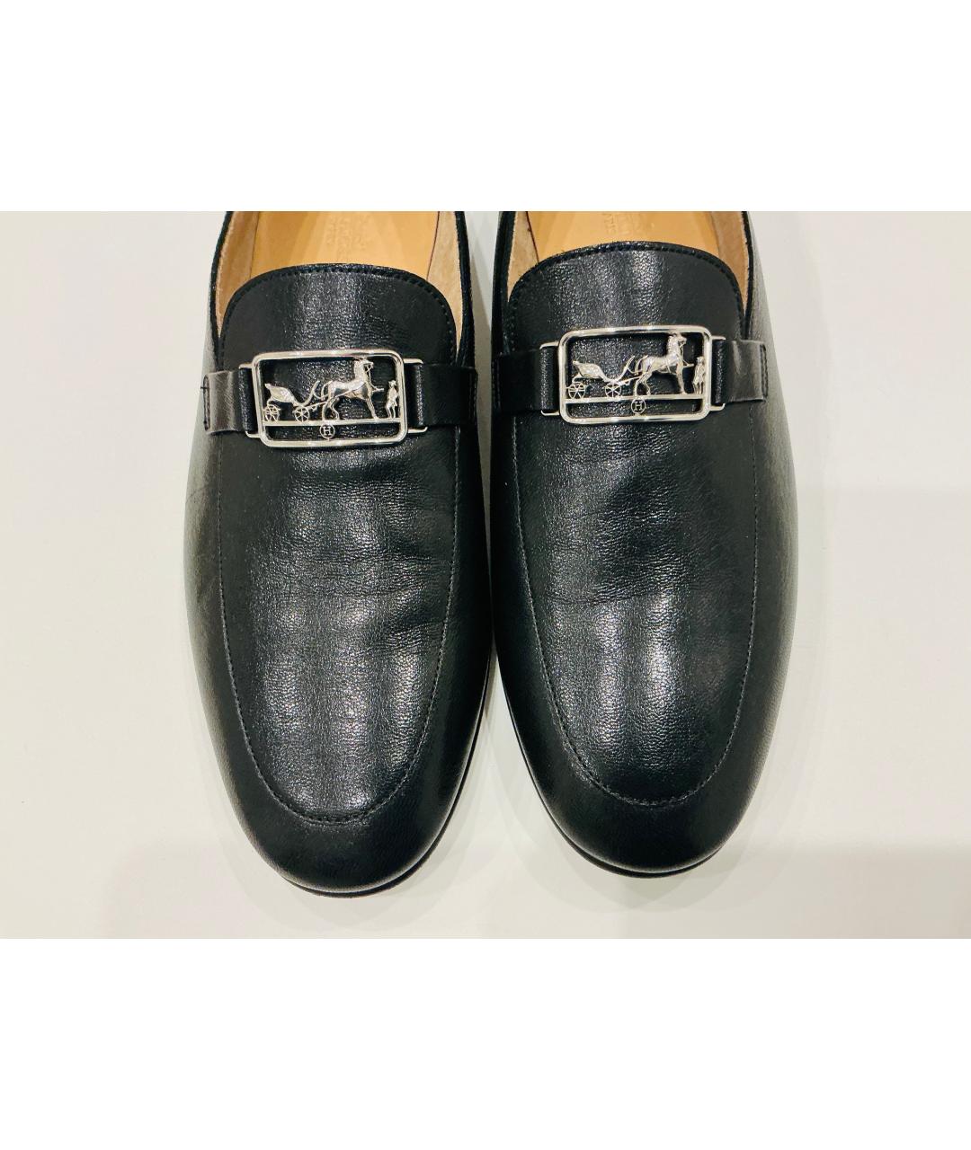 HERMES Черные кожаные туфли, фото 4