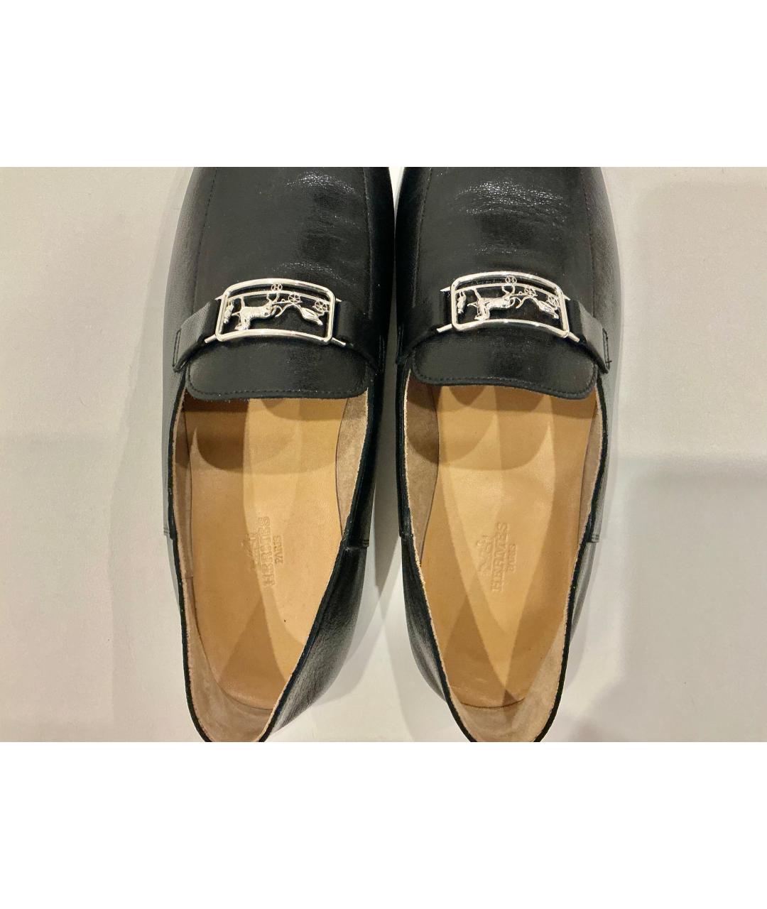 HERMES Черные кожаные туфли, фото 3