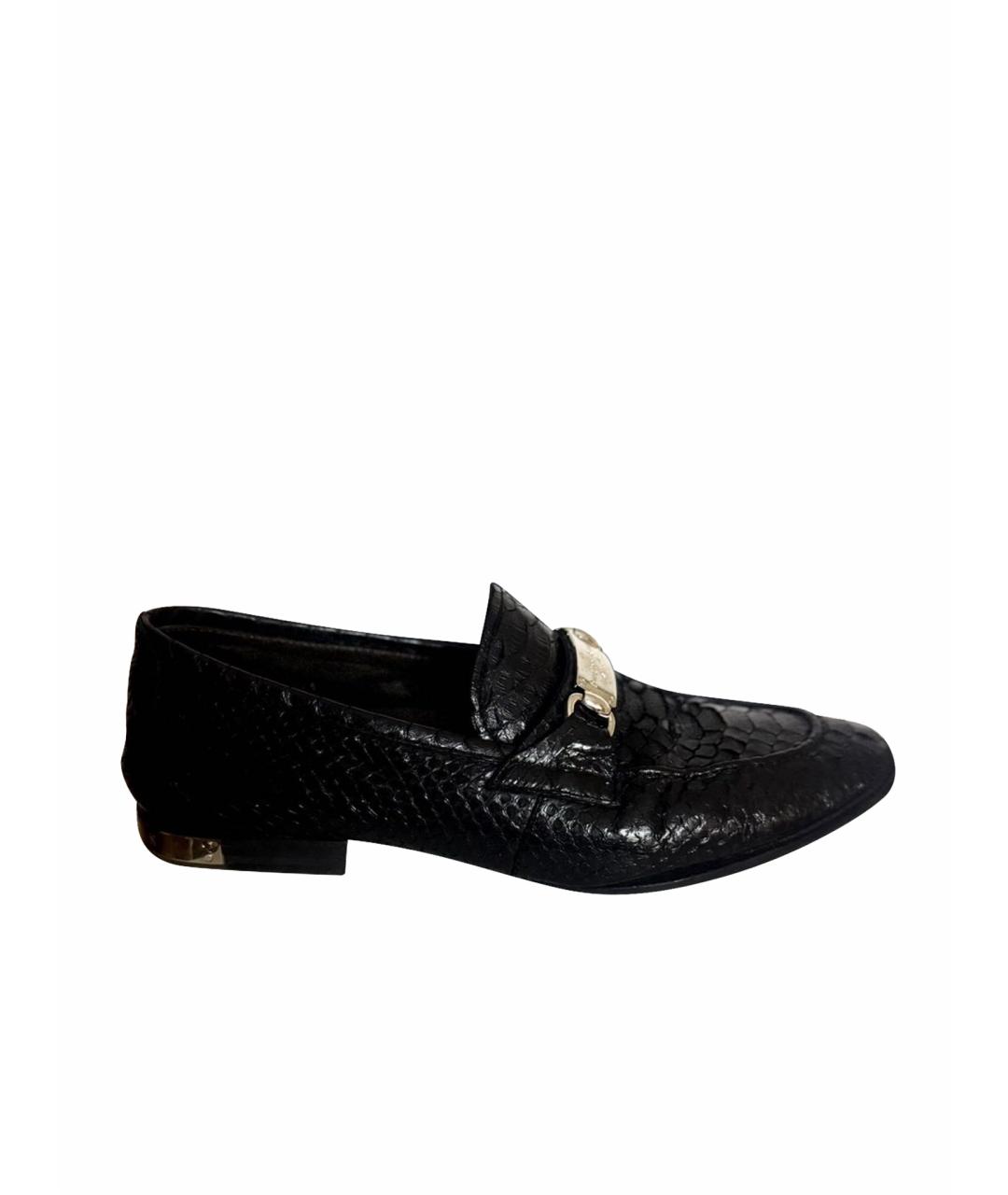 PHILIPP PLEIN Черные лоферы из экзотической кожи, фото 1
