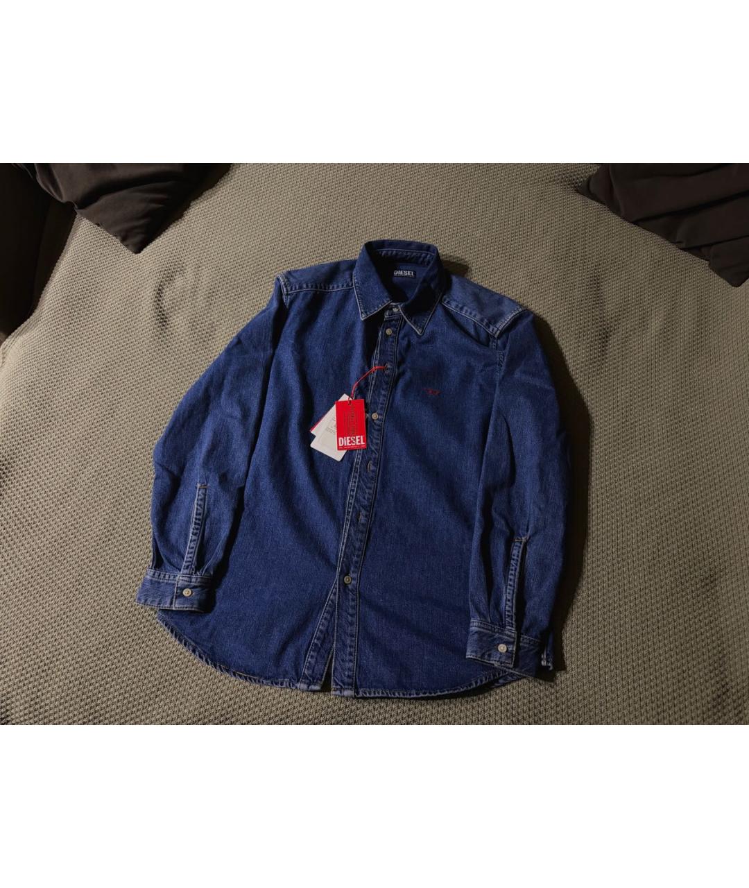 DIESEL Синяя хлопковая кэжуал рубашка, фото 6