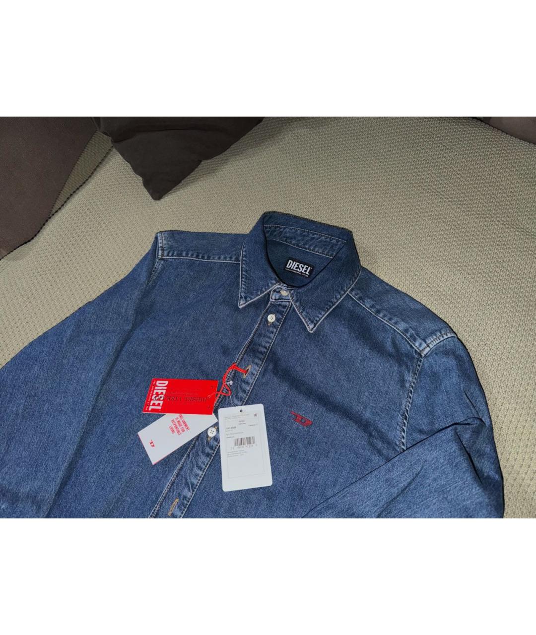 DIESEL Синяя хлопковая кэжуал рубашка, фото 4