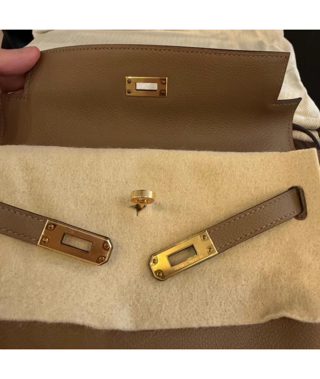 HERMES Коричневая кожаная сумка через плечо, фото 5