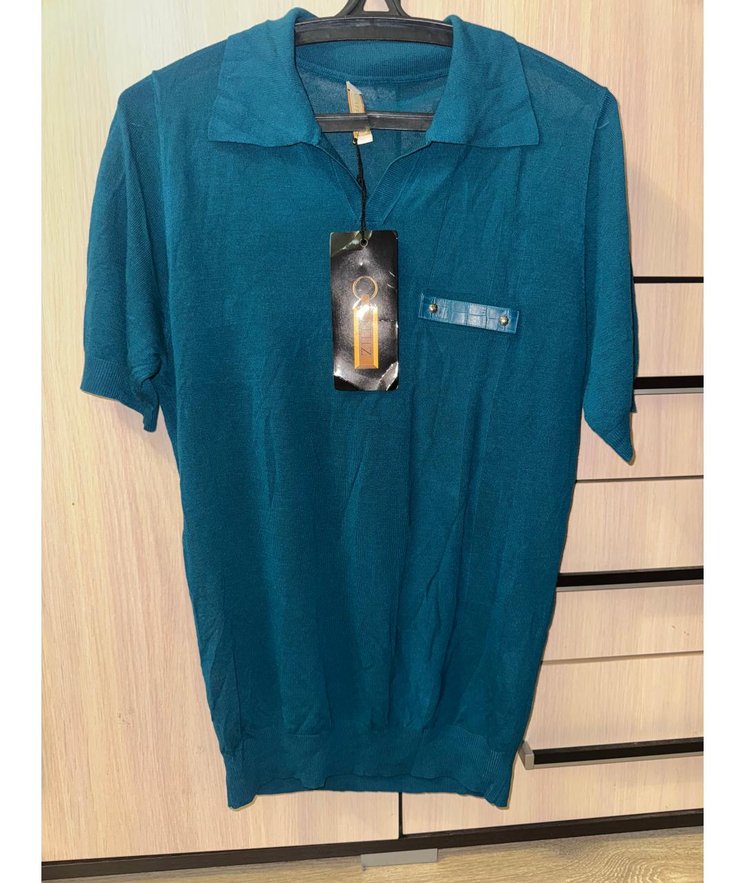 ZILLI Бирюзовое хлопковое поло с коротким рукавом, фото 5