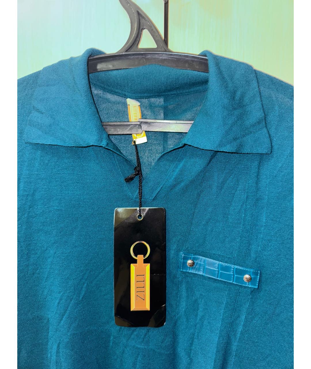 ZILLI Бирюзовое хлопковое поло с коротким рукавом, фото 3