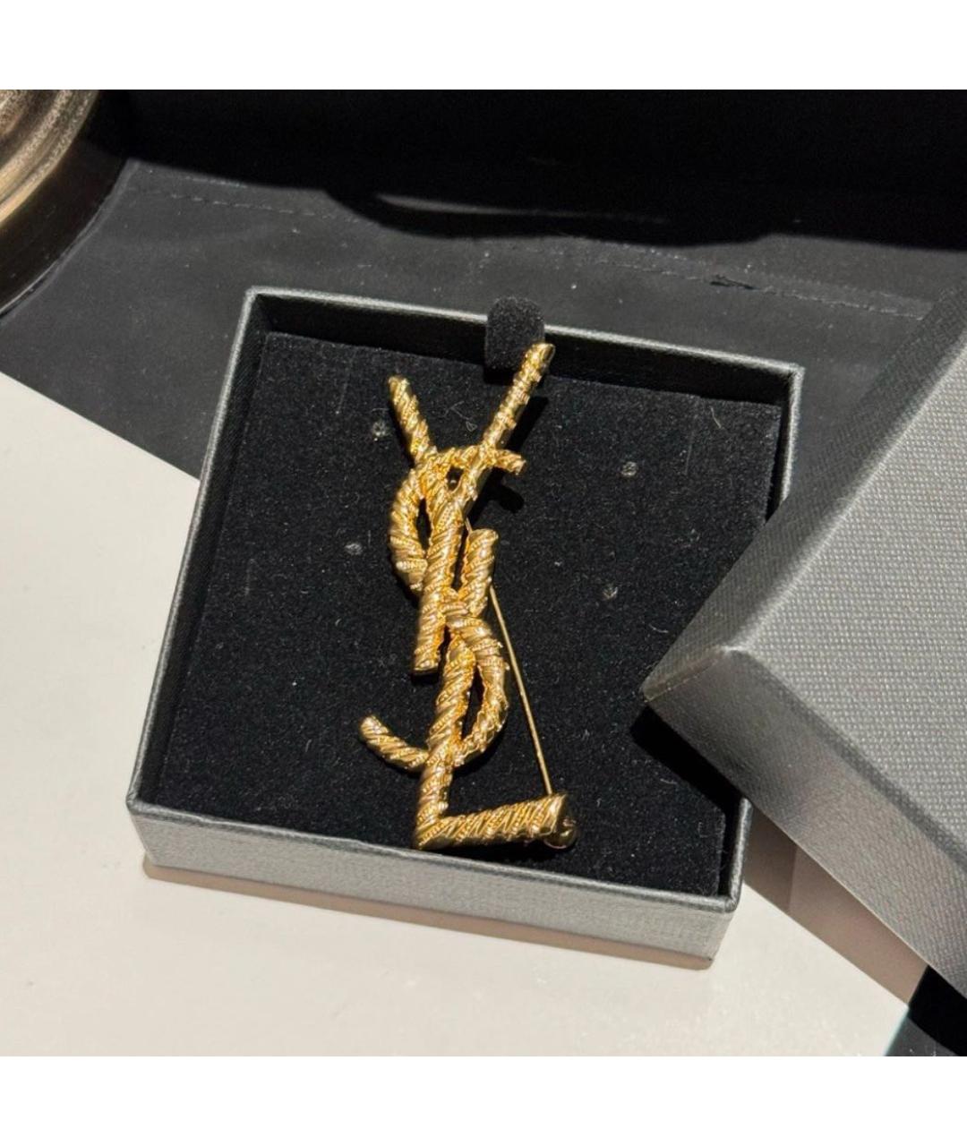 SAINT LAURENT Золотая металлическая булавка / брошь, фото 2