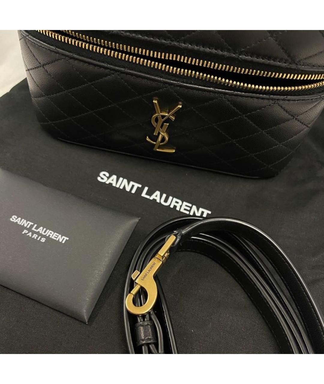 SAINT LAURENT Черная кожаная сумка с короткими ручками, фото 4