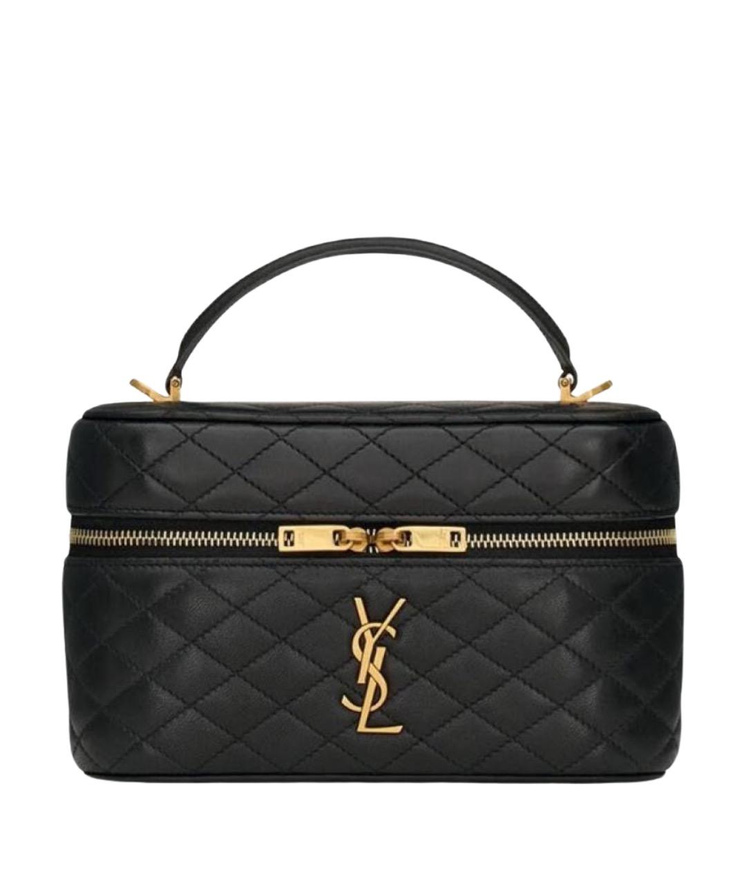 SAINT LAURENT Черная кожаная сумка с короткими ручками, фото 1
