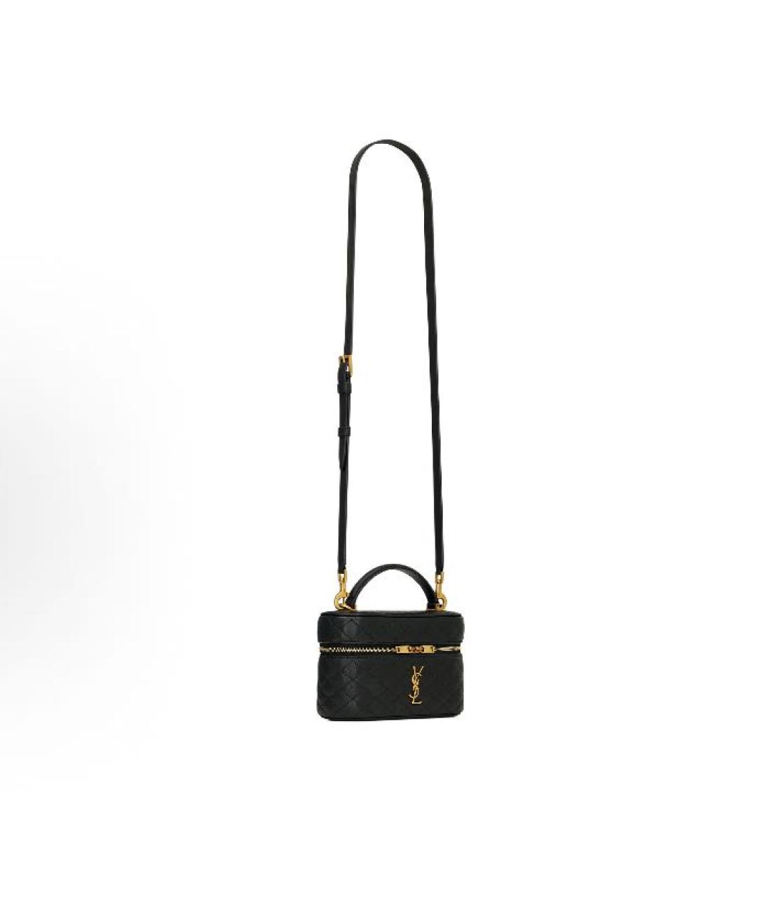SAINT LAURENT Черная кожаная сумка с короткими ручками, фото 2