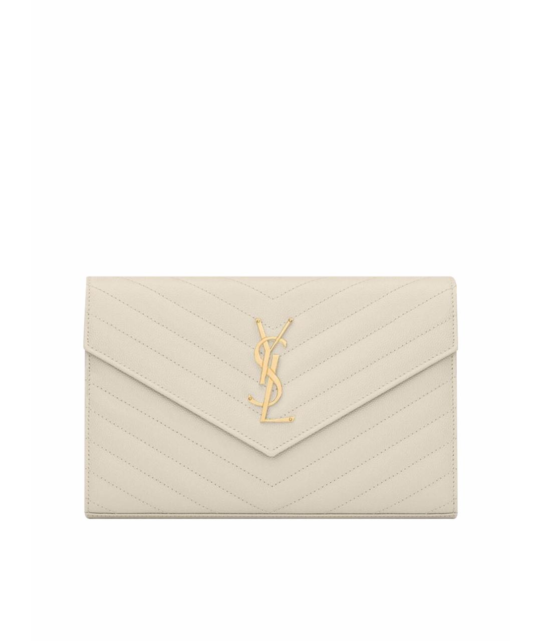 SAINT LAURENT Бежевая кожаная сумка через плечо, фото 1