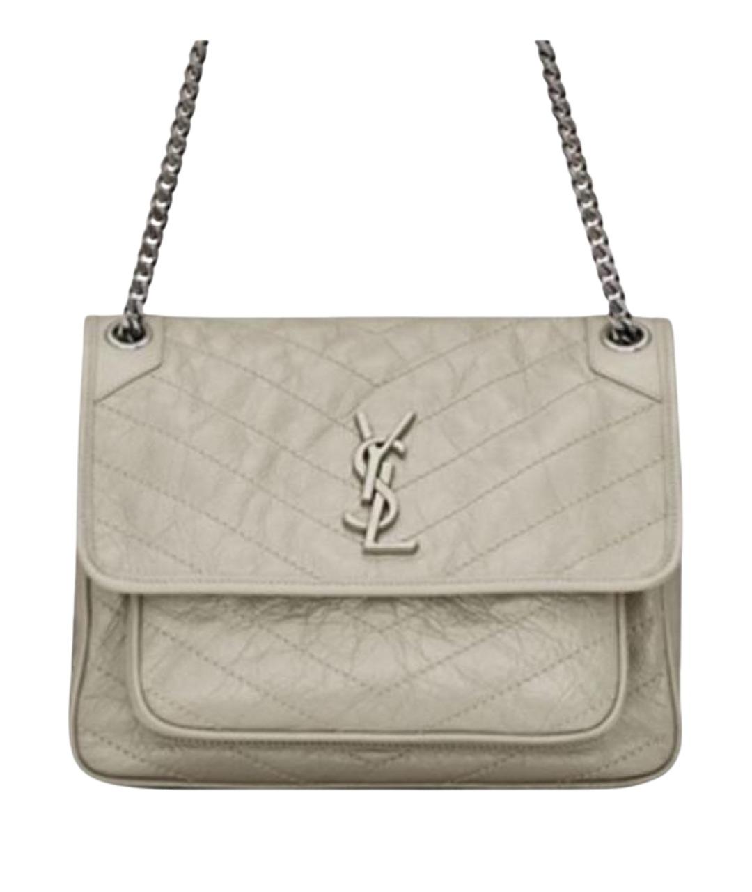 SAINT LAURENT Бежевая кожаная сумка через плечо, фото 1