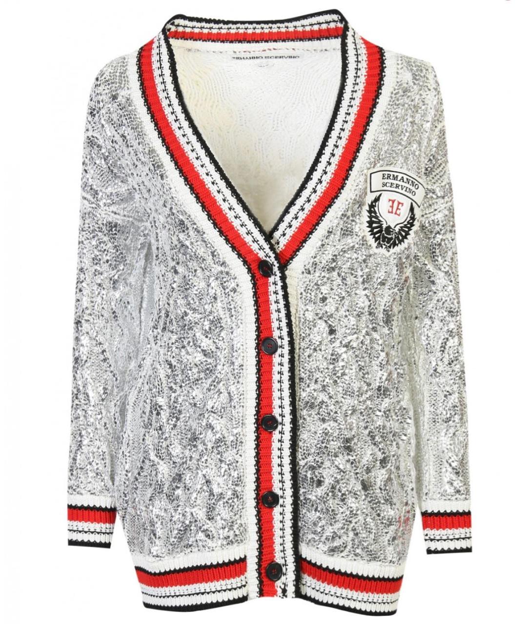 ERMANNO SCERVINO Серебрянный хлопко-эластановый кардиган, фото 9