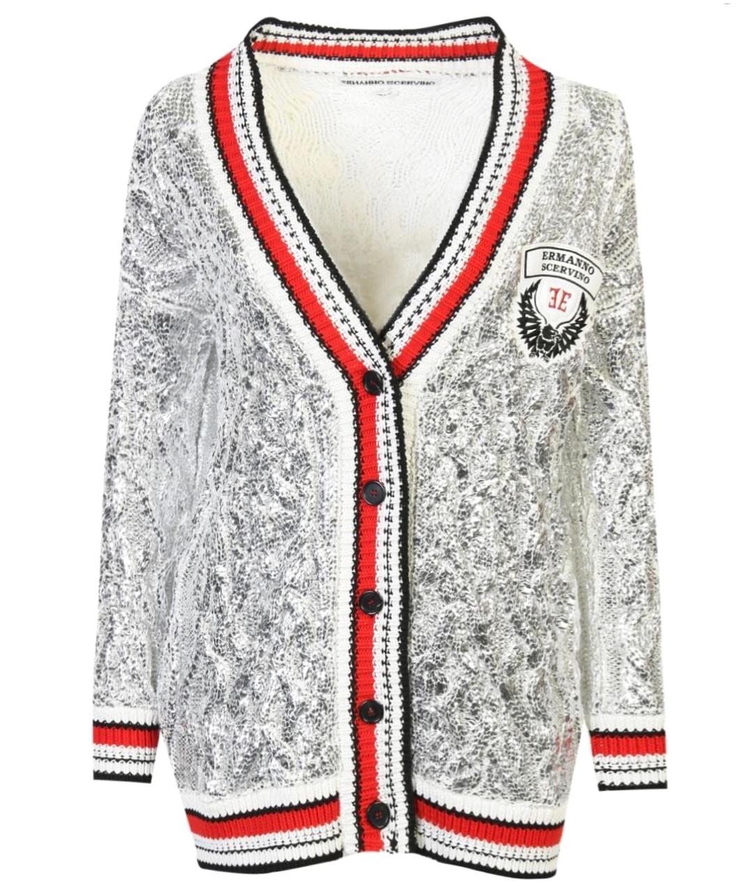 ERMANNO SCERVINO Серебрянный хлопко-эластановый кардиган, фото 1