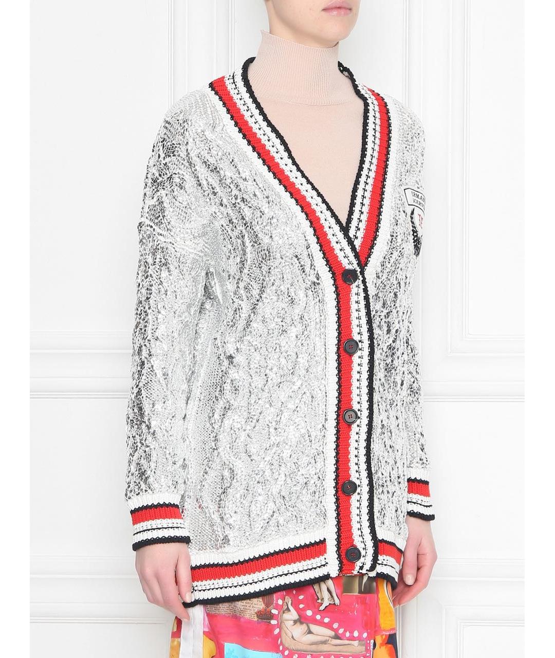 ERMANNO SCERVINO Серебрянный хлопко-эластановый кардиган, фото 8