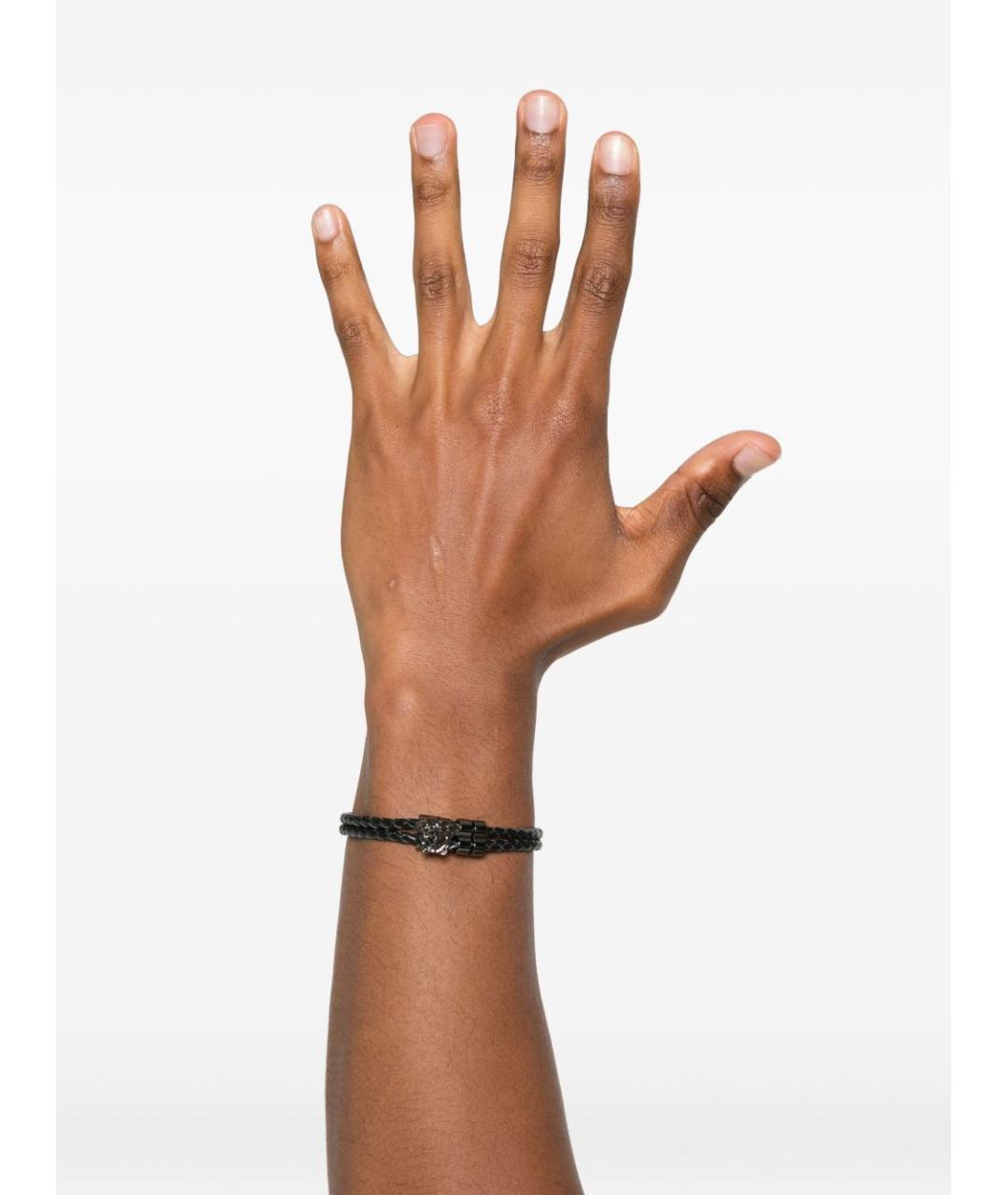 VERSACE Черный кожаный браслет, фото 3