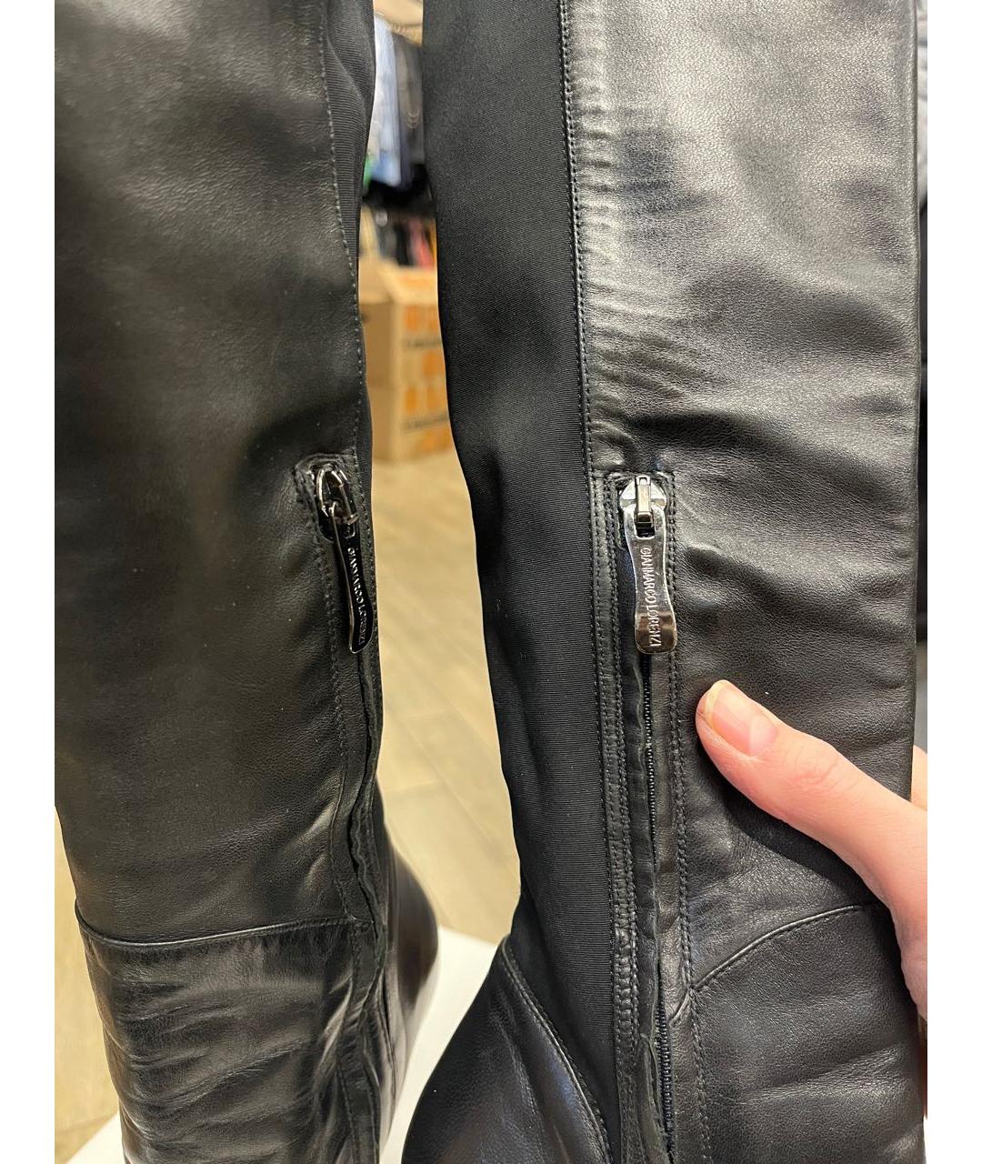 GIAN MARCO LORENZI Черные кожаные сапоги, фото 6