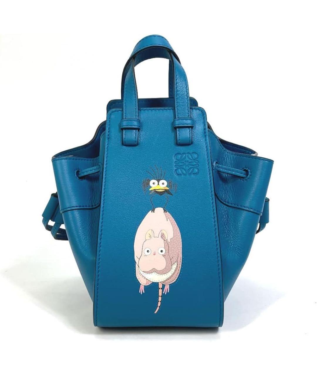 LOEWE Голубая кожаная сумка с короткими ручками, фото 9