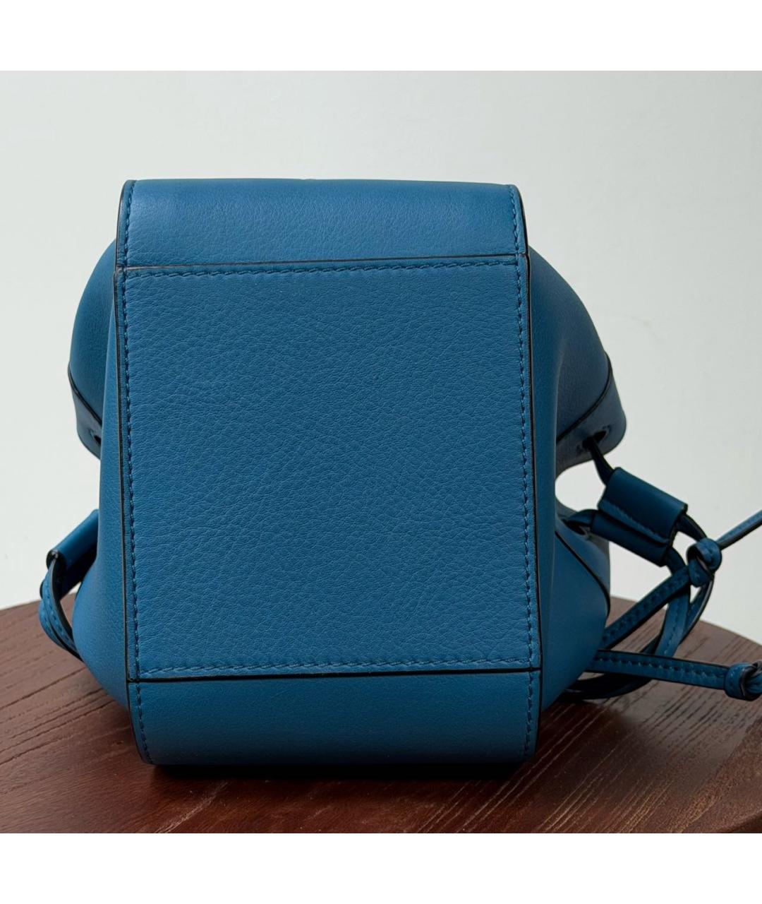 LOEWE Голубая кожаная сумка с короткими ручками, фото 8