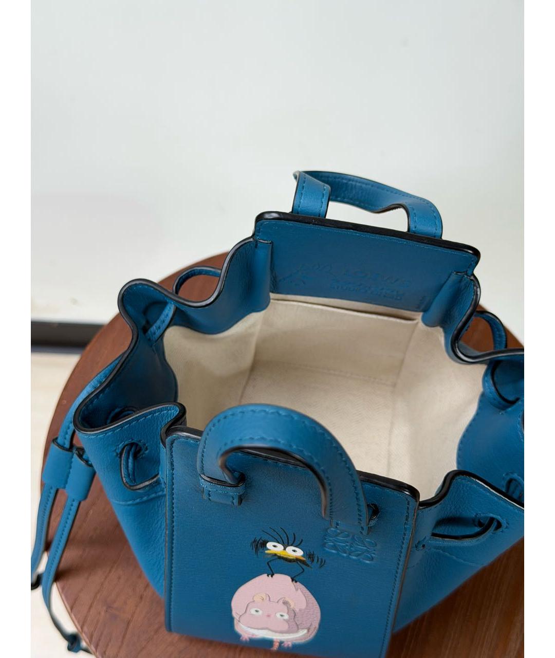 LOEWE Голубая кожаная сумка с короткими ручками, фото 7