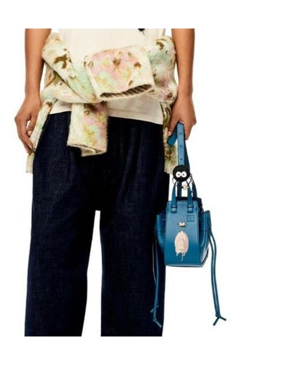 LOEWE Голубая кожаная сумка с короткими ручками, фото 2