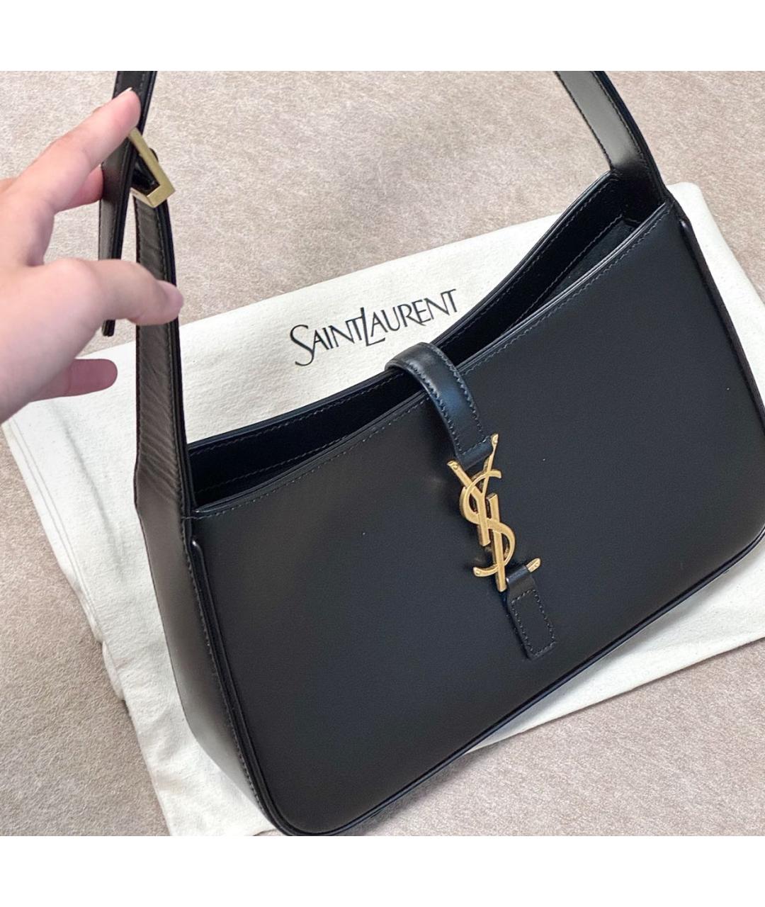SAINT LAURENT Черная кожаная сумка с короткими ручками, фото 3