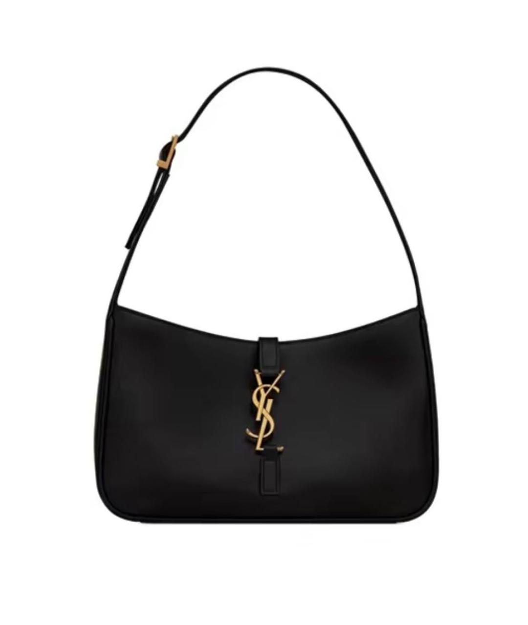 SAINT LAURENT Черная кожаная сумка с короткими ручками, фото 4