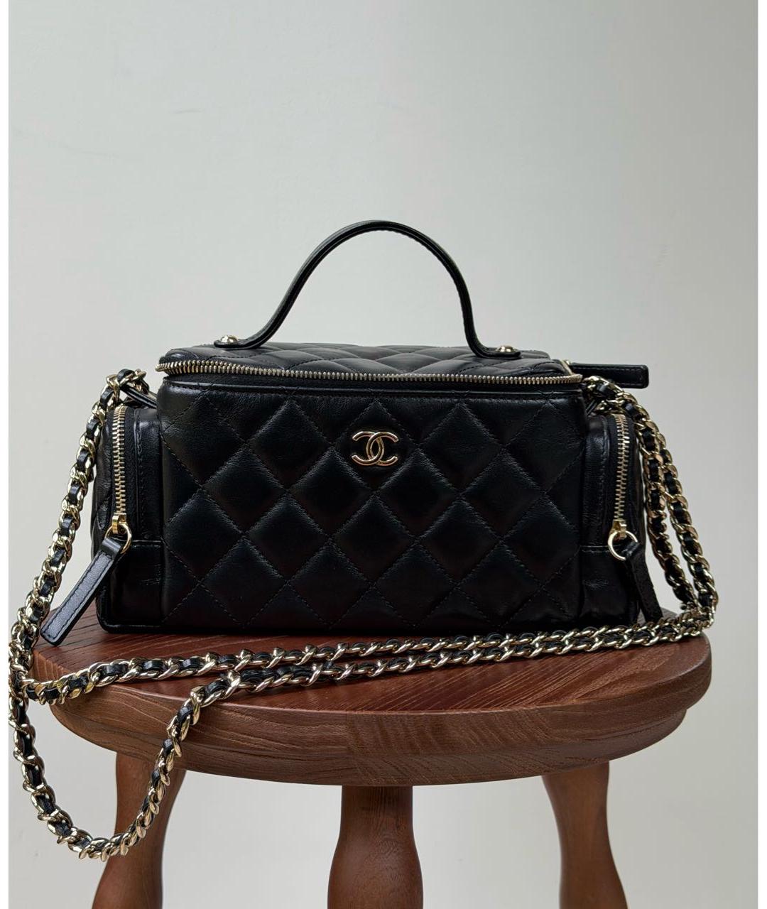 CHANEL Черная кожаная косметичка, фото 5