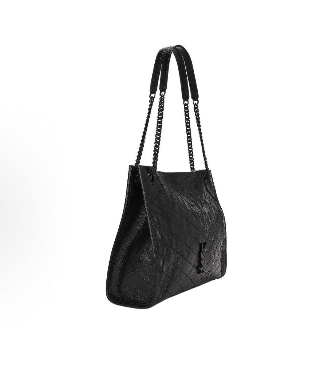 SAINT LAURENT Черная кожаная сумка тоут, фото 3