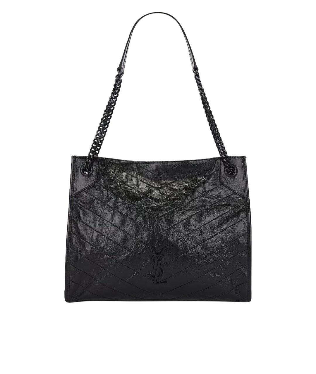 SAINT LAURENT Черная кожаная сумка тоут, фото 1