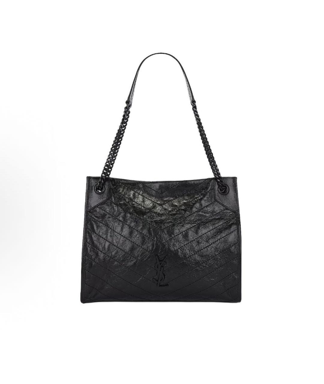 SAINT LAURENT Черная кожаная сумка тоут, фото 5