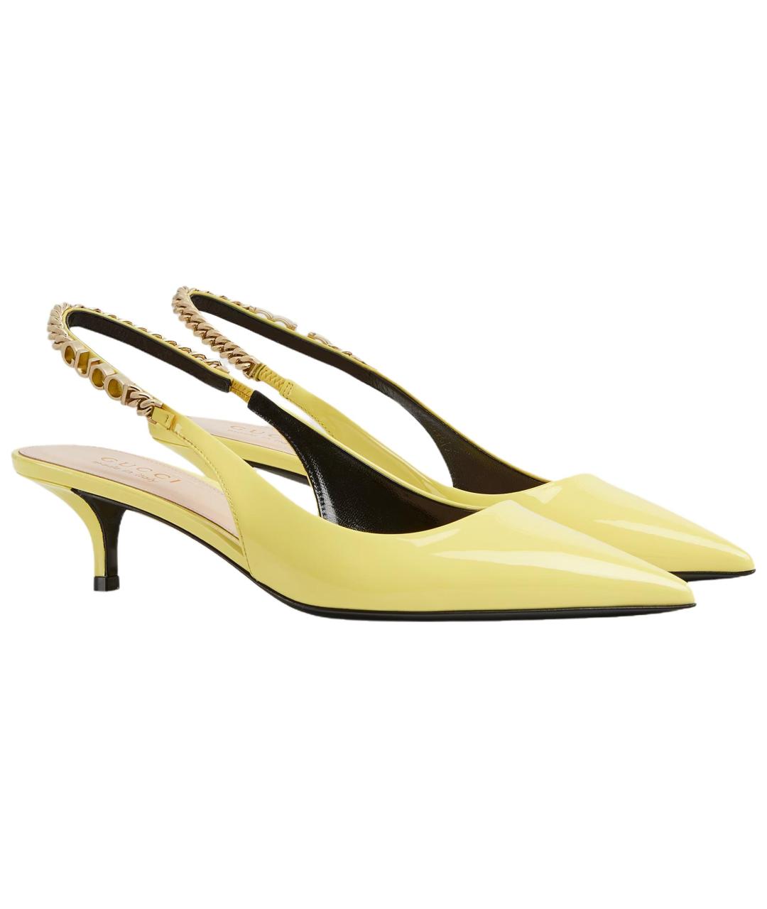 GUCCI Желтые кожаные туфли, фото 2